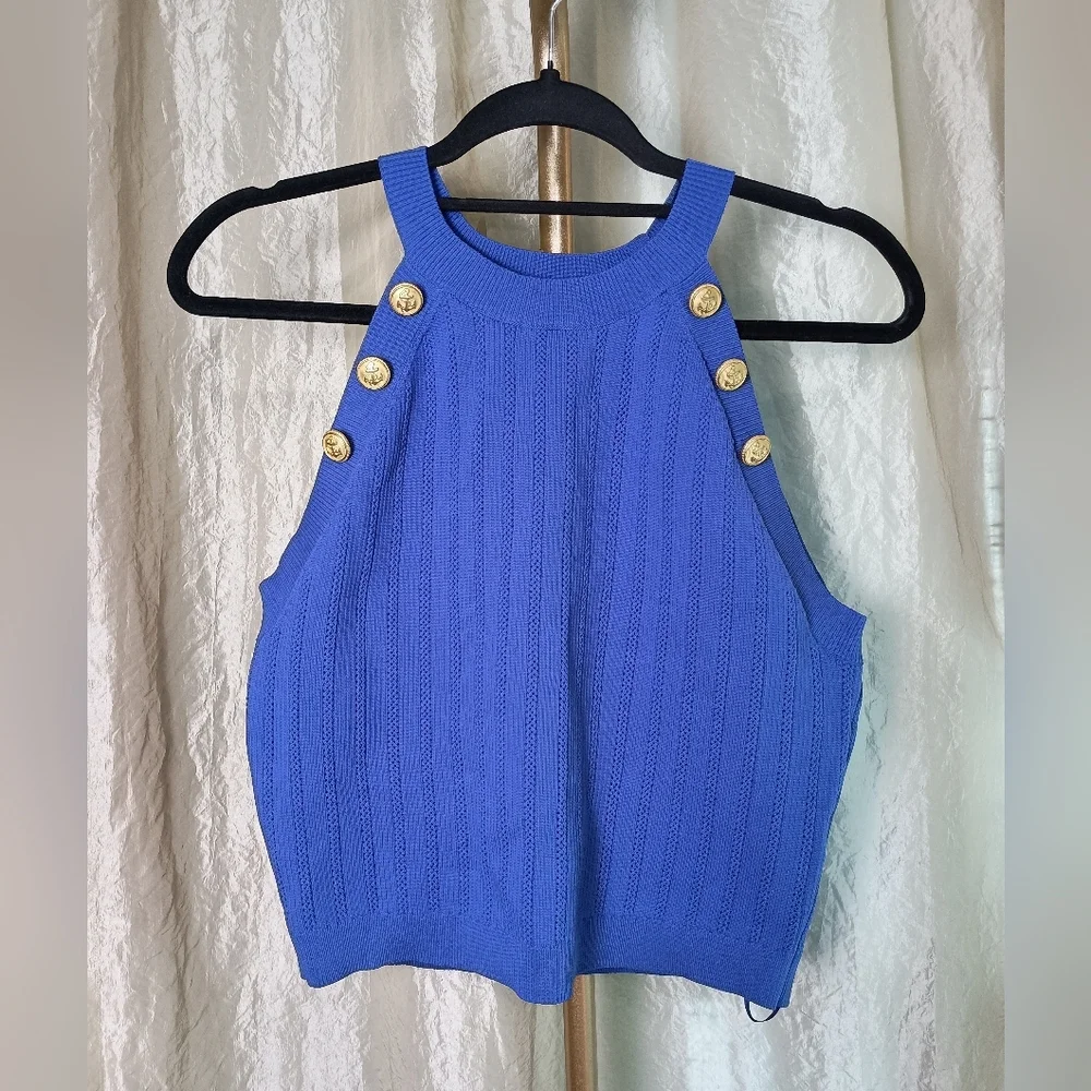 Happily Grey Blue Knit Sleeveless Top – Size XL – NWT